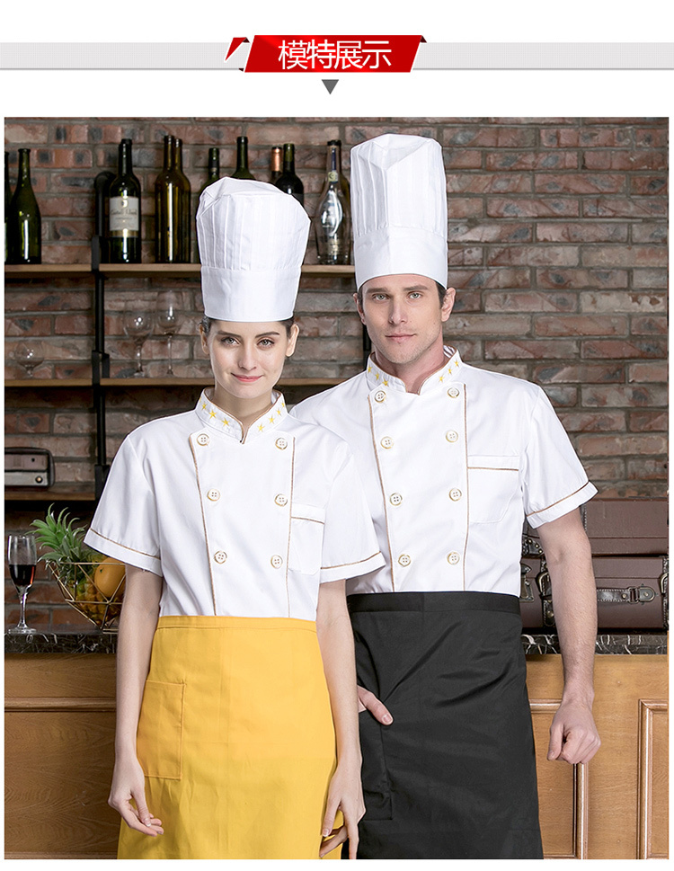 Polyester-cotton nano Great Wall short-sleeved chef uniform top H02-20F080