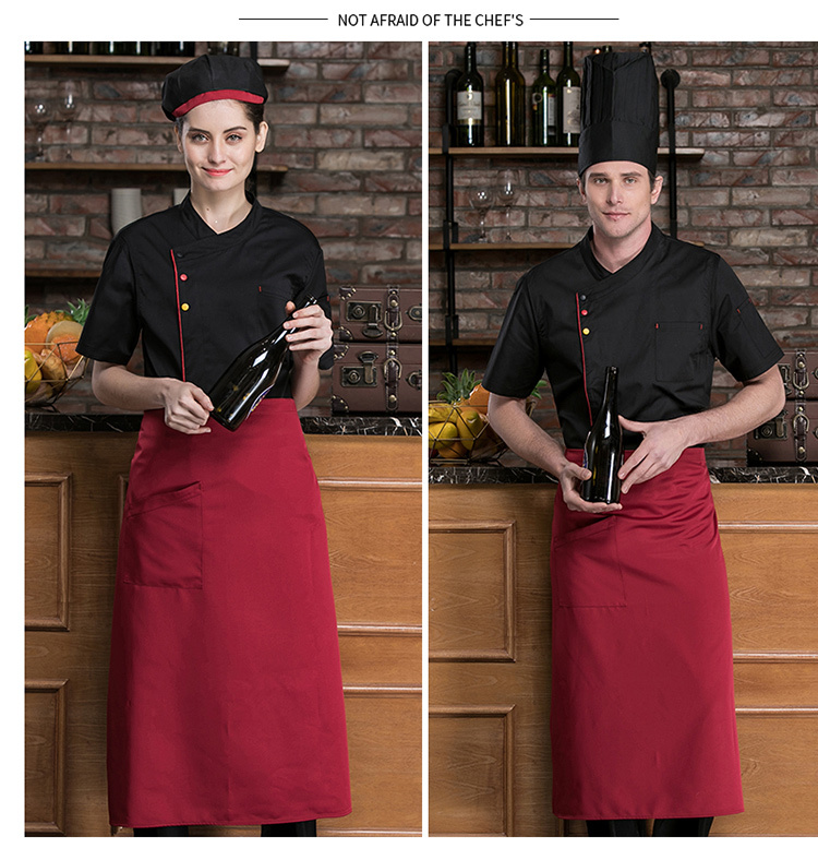 Thin fine cotton three-color button short-sleeved chef uniform top H02-20148-151