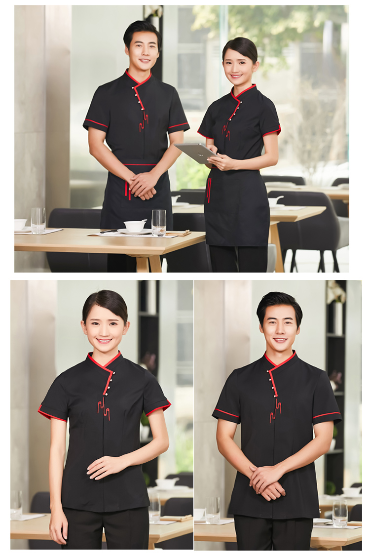 Snowflake hotel waiter short-sleeved work clothes top H01-2020-6