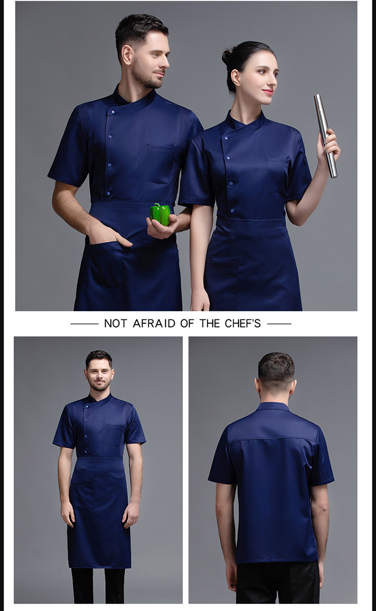 Solid color single row hotel restaurant chef uniform short sleeve top H12-L003