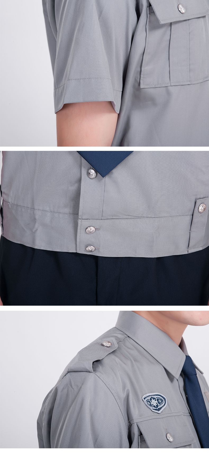 New style property security uniform short-sleeved shirt (with chest number + shoulder badge + tie clip + tie) H08-N001