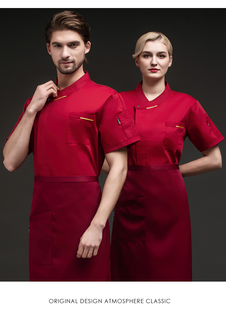 Comfortable French collar short-sleeved chef uniform top H03-L064