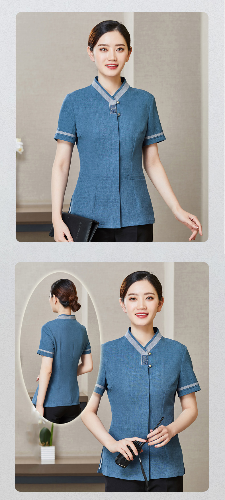 Jiege Ma New Great Wall Colorblock Short-sleeved Cleaning Clothes Tops Women H01-2021-13 Women