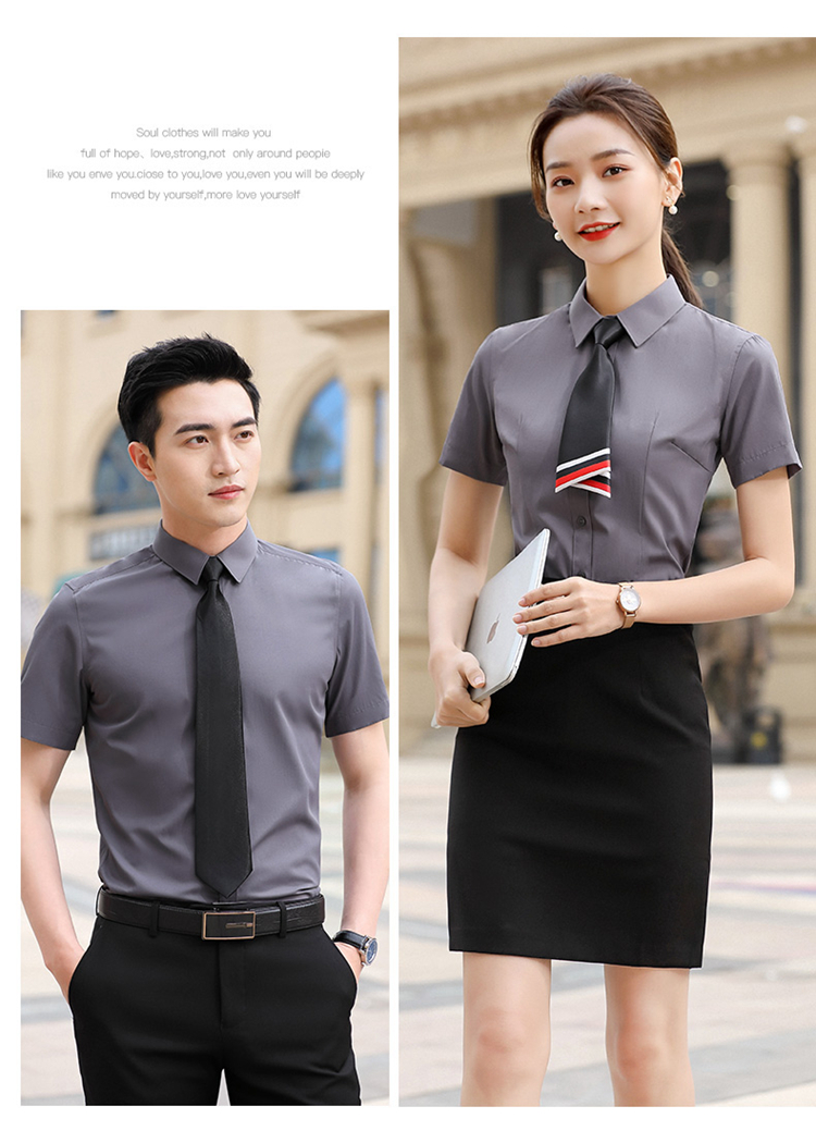 Professional plain cotton business professional short-sleeved shirt for men and women DQ1-Men 302 Women 312 Short-sleeved shirt