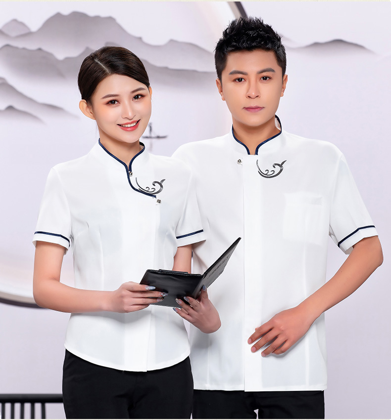 Embroidered Xiangyun Hotel Waiter Work Shirt + Apron H19-L019