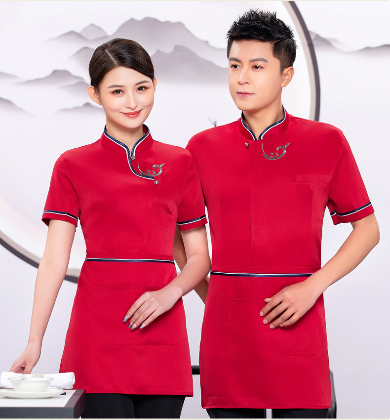 Embroidered Xiangyun Hotel Waiter Work Shirt + Apron H19-L019