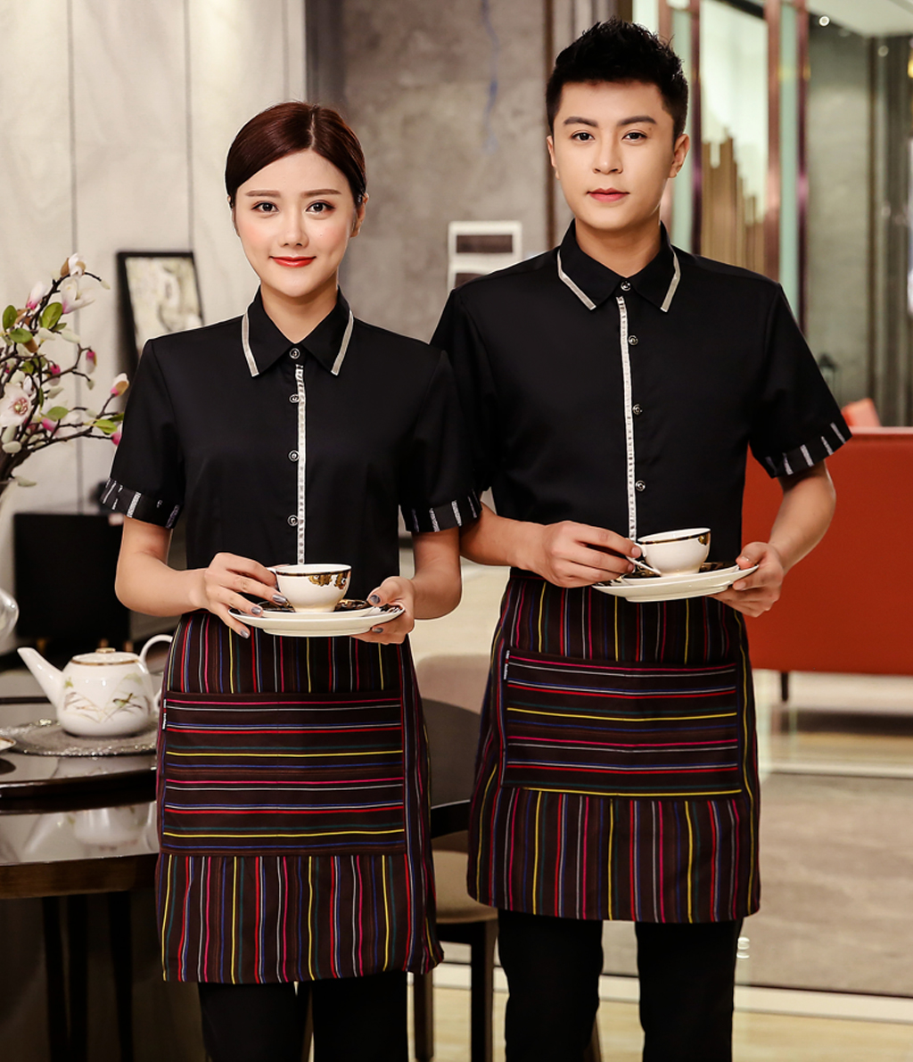 Waiter work clothes ribbon shirt + apron H19-L021