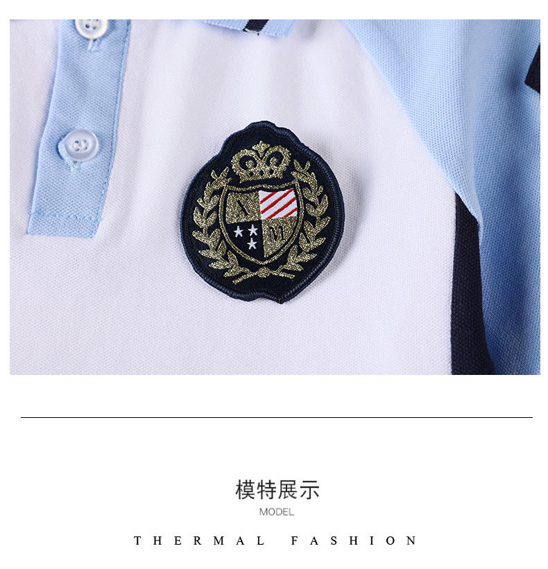 Summer college sports style primary and secondary school students short-sleeved school uniform suit two-piece suit 215-808 (including badge)