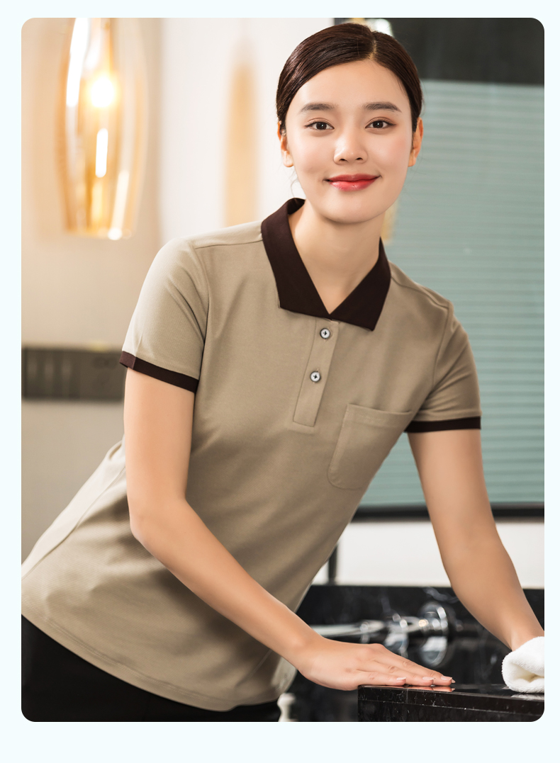 Refreshing breathable collar short-sleeved T-shirt cleaning clothes general style H01-2022-12