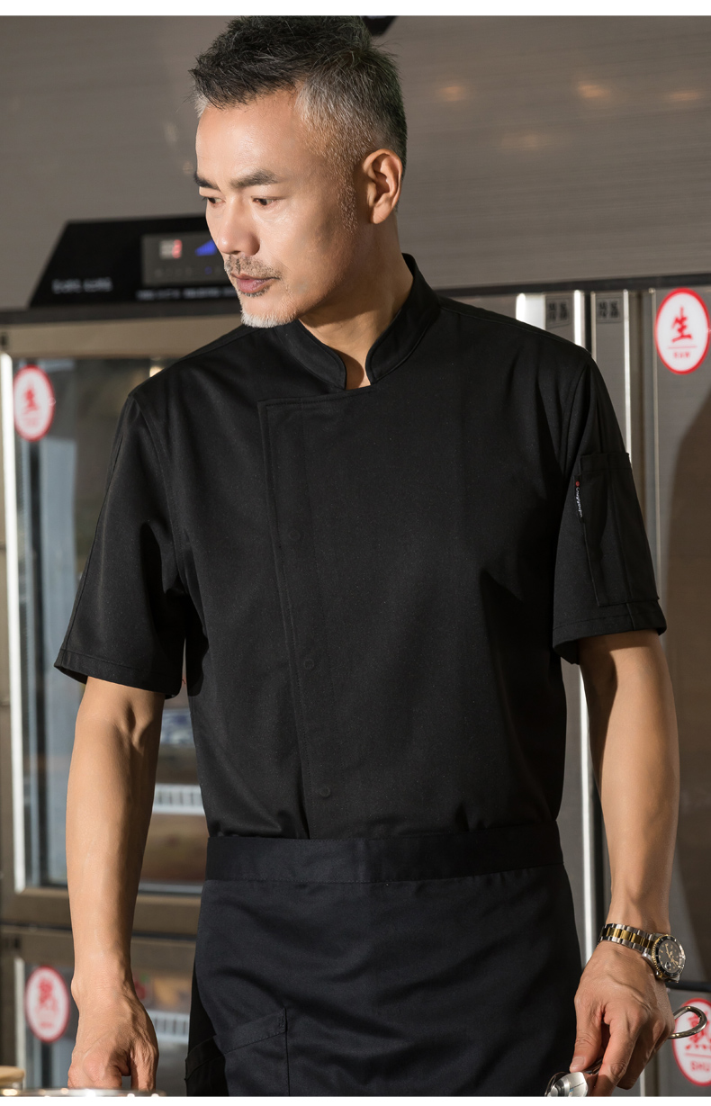 Medical fabric concealed placket short-sleeved hotel chef uniform top H01-21008