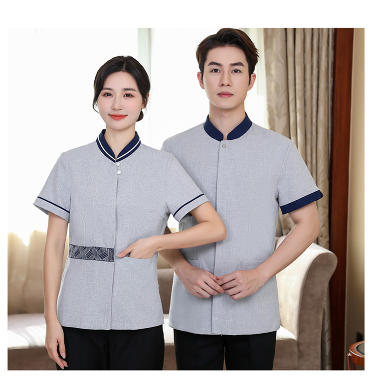 Ribbon cleaning half-sleeved work clothes short-sleeved top H14-003-009