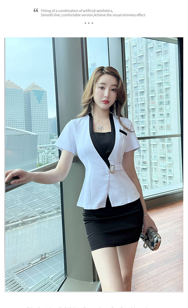 Business elegant slim short-sleeved professional suit skirt for women G25-2688