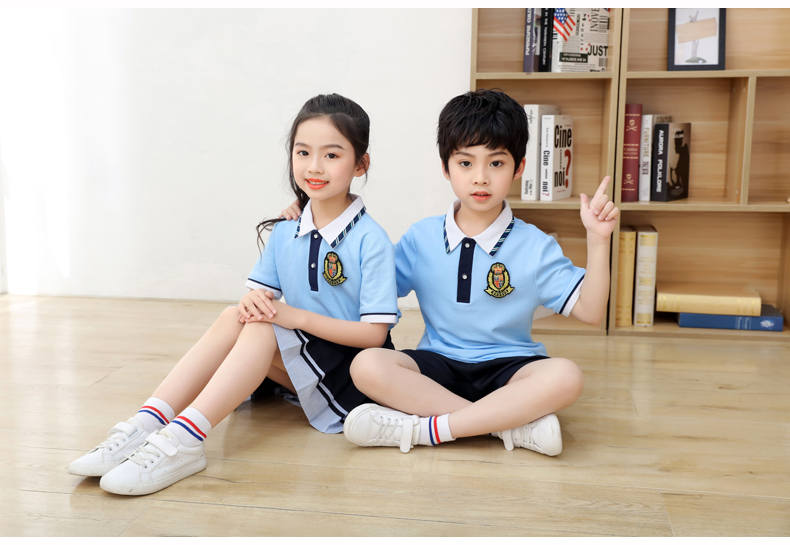 Summer sports style short-sleeved school uniform for primary and secondary school students, two-piece suit H23-1601 (with badge)