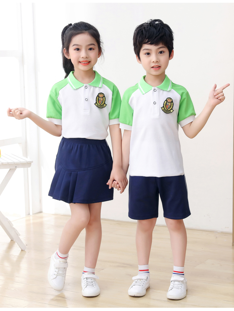 Summer kindergarten uniforms British style children graduation uniforms short-sleeved suits two-piece suits H23-1606 (including badges)