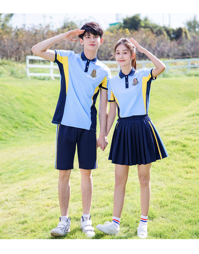 Summer college sports style middle school student short-sleeved school uniform suit two-piece suit men style H23-2608