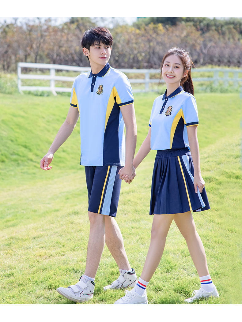 Summer college sports style middle school student short-sleeved school uniform suit two-piece suit men style H23-2608