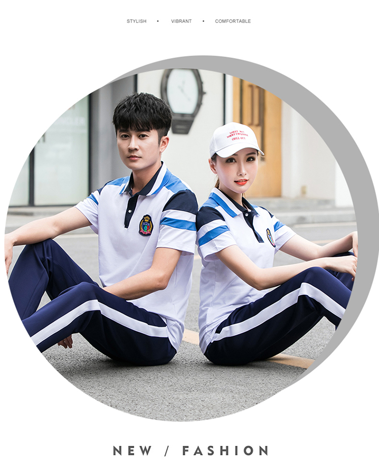 Cotton covered silk summer sports style short-sleeved school uniform suit KA-316-222 (without badge)