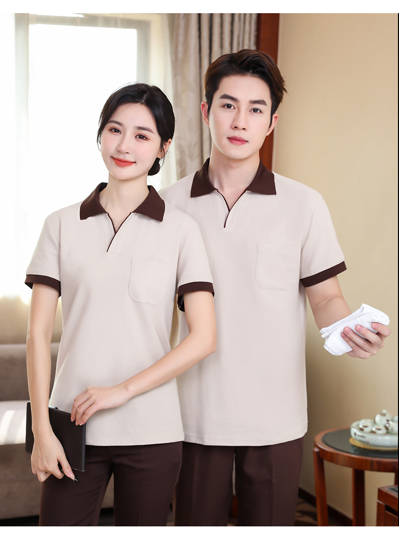 Cotton pearl comfort hotel cleaning clothes short-sleeved top H14-001-003