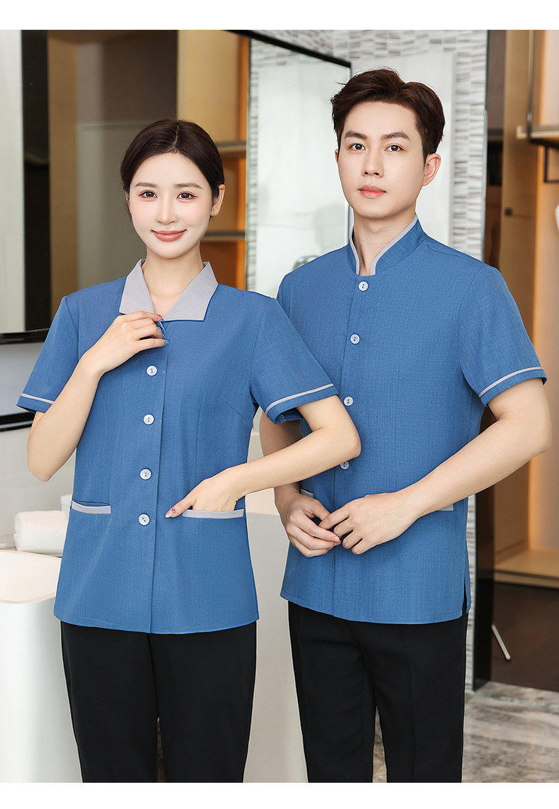 Lelis lapel high quality hotel cleaning service short-sleeved top H14-005-010 men