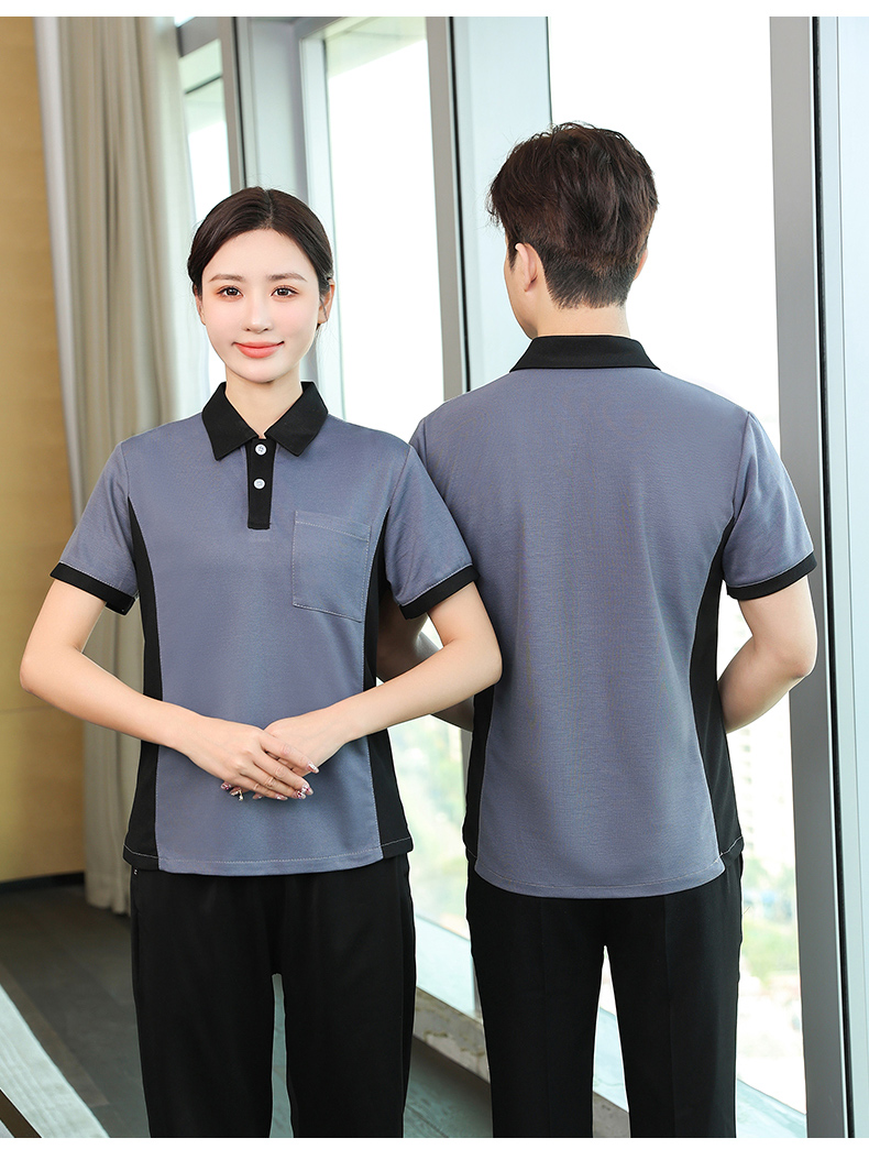 New Element Hotel Club Restaurant Waiter Work Clothes Short Sleeve Top + Apron H19 - New Element Men