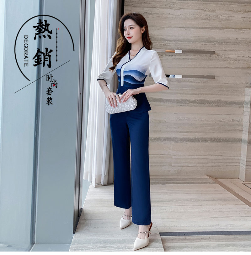 Autumn and winter beauty and health club high-end health center technician suit V02-1295