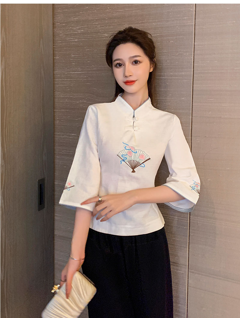 Foot massage technician beauty temperament slim mid-sleeve work clothes technician suit V02-1297