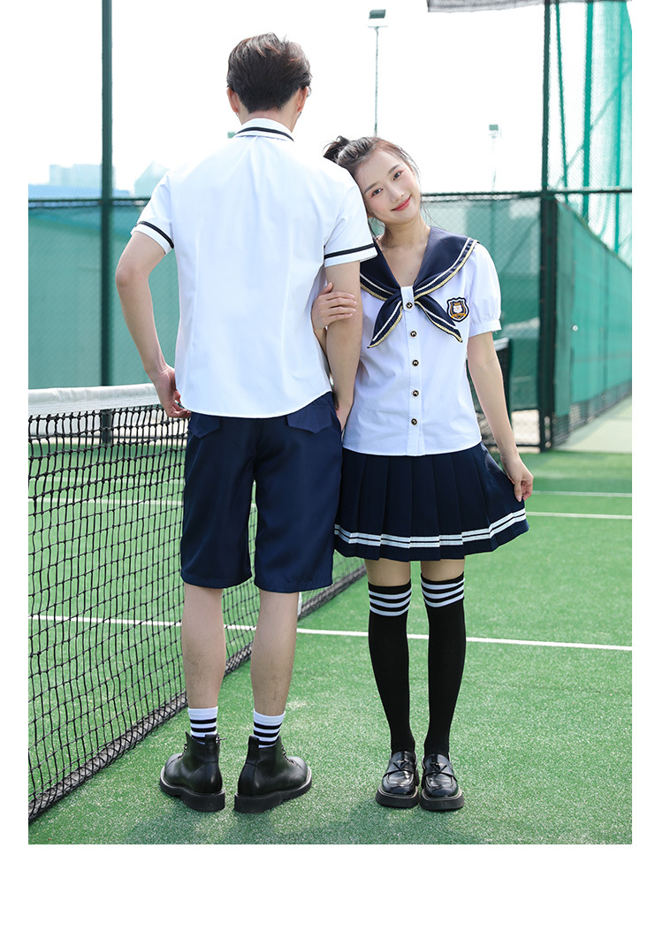 Middle school student sailor suit college style shirt pleated skirt class uniform suit H18-2023-7