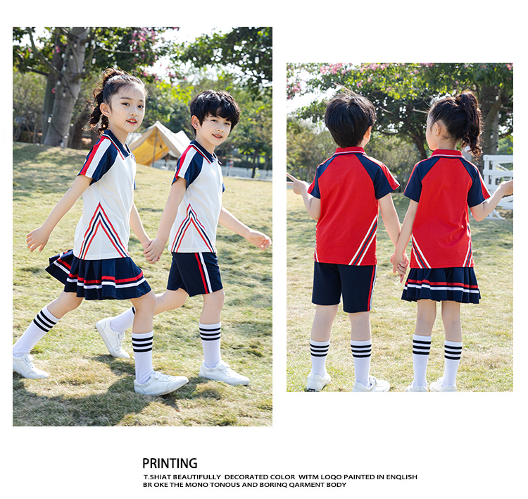 Primary and secondary school students school uniforms, casual lapel short sleeves D11-2137