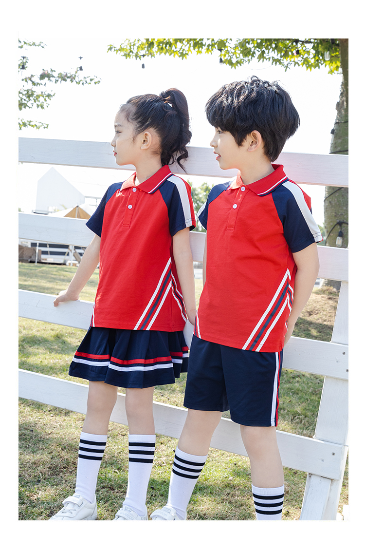 Primary and secondary school students school uniforms, casual lapel short sleeves D11-2137