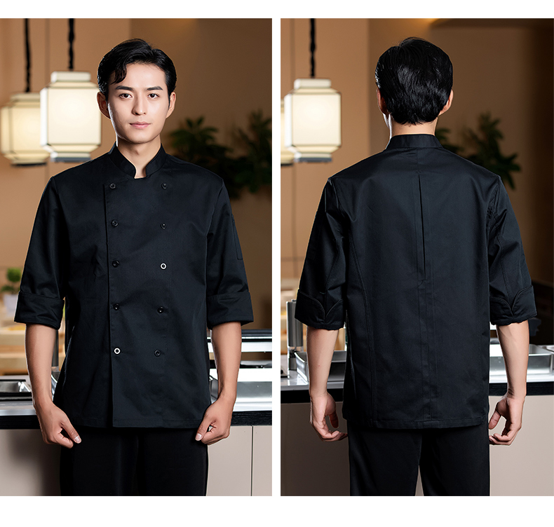 New White Deer 3/4 Sleeve Chef Uniform Top H02-22608