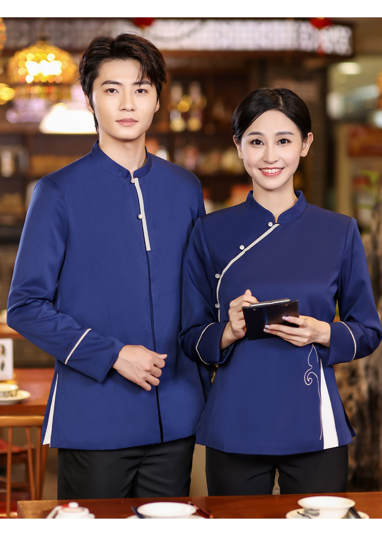 New Chinese style simple long-sleeved waiter female work clothes HD3-21-C038 female