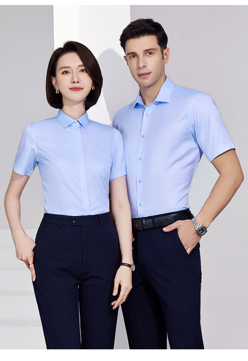 100s pure cotton business DP iron-free short-sleeved shirt 81-6618 women short-sleeved shirt