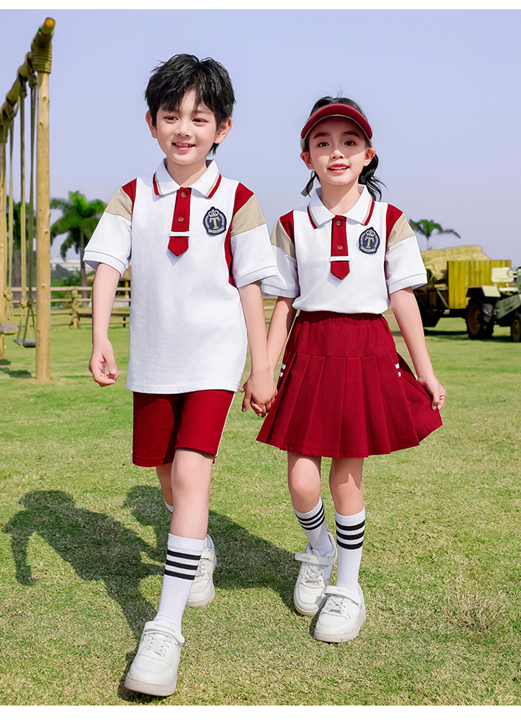 Red and white British style school uniform suit 894-2406