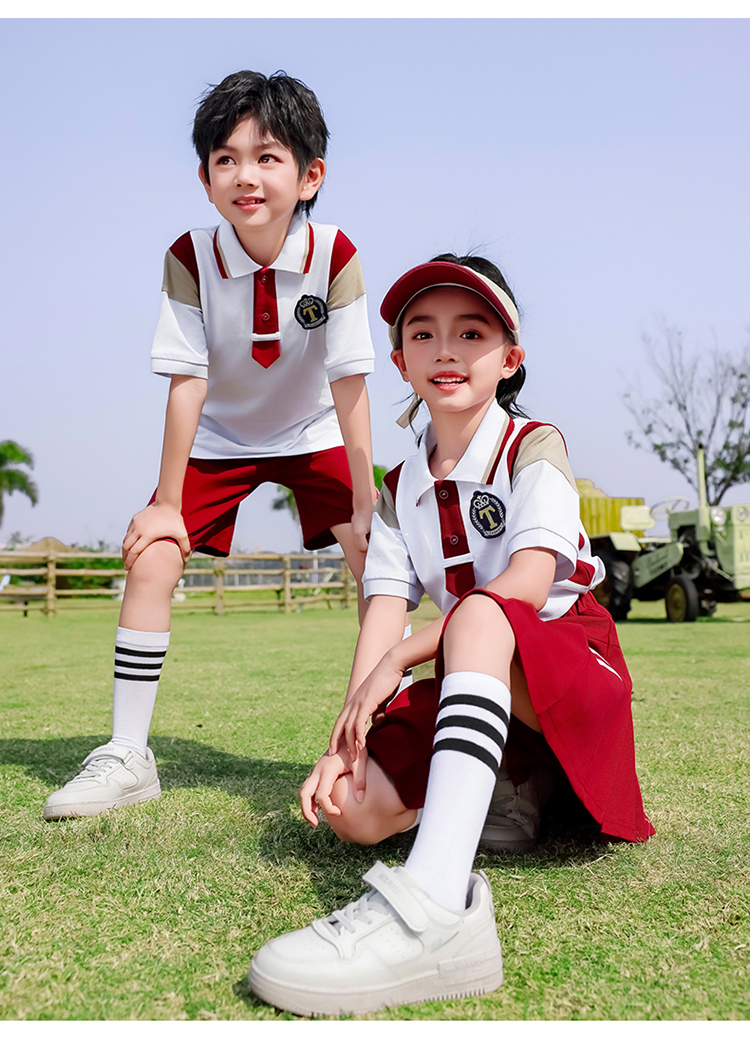 Red and white British style school uniform suit 894-2406