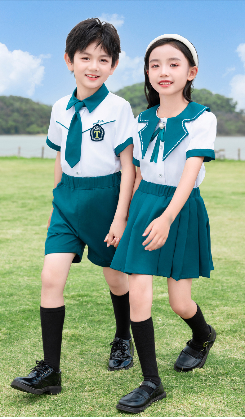 Skin-friendly and breathable siro spinning campus contrast color design school uniform suit 894-2433