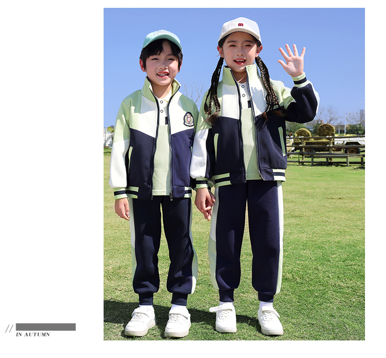 Wear-resistant and durable color matching fashionable British sports style school uniform suit summer style 669-2402