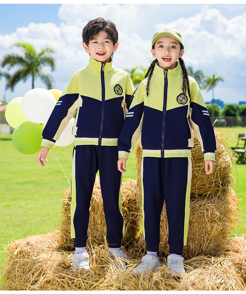 Children sports long-sleeved school uniform spring and autumn two-piece suit 215-9176