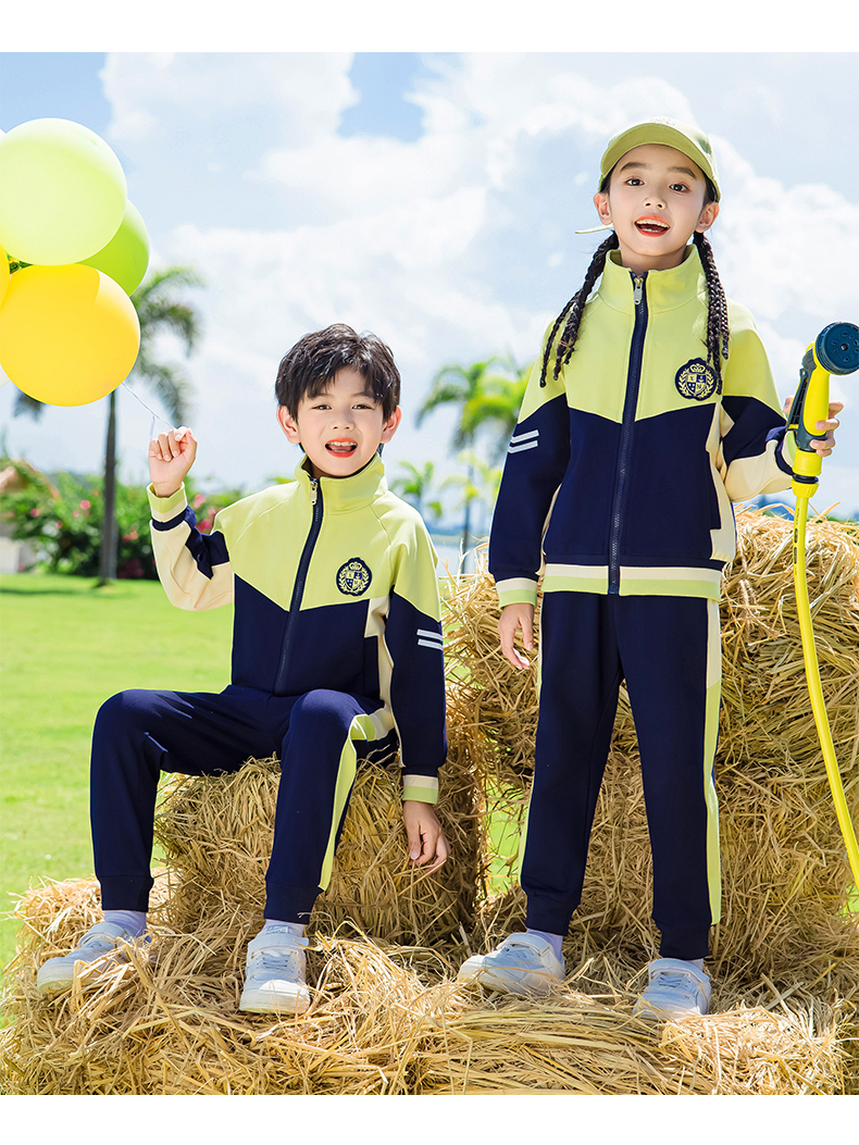 Children sports long-sleeved school uniform spring and autumn two-piece suit 215-9176