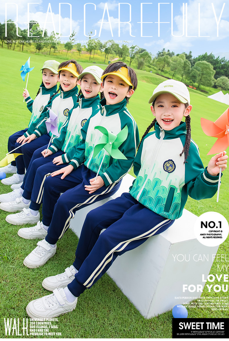 Children sports long-sleeved school uniform spring and autumn two-piece suit 215-9200