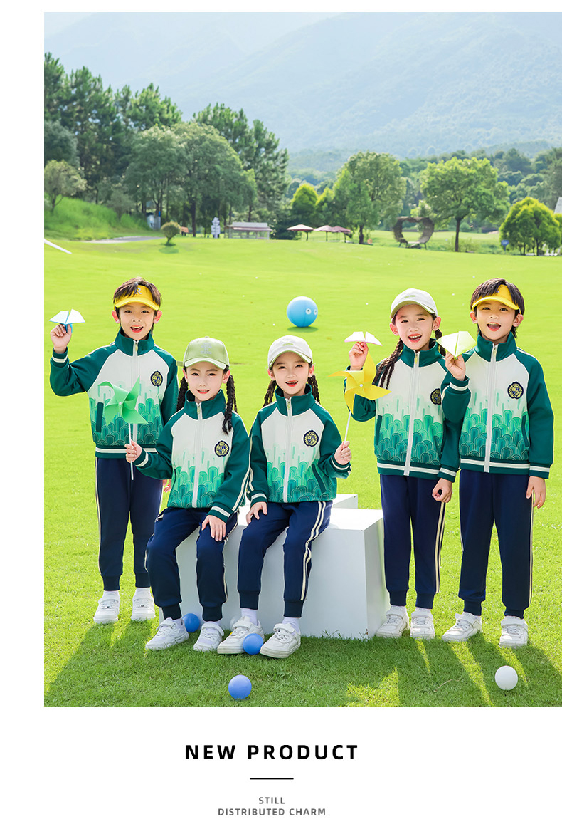 Children sports long-sleeved school uniform spring and autumn two-piece suit 215-9200