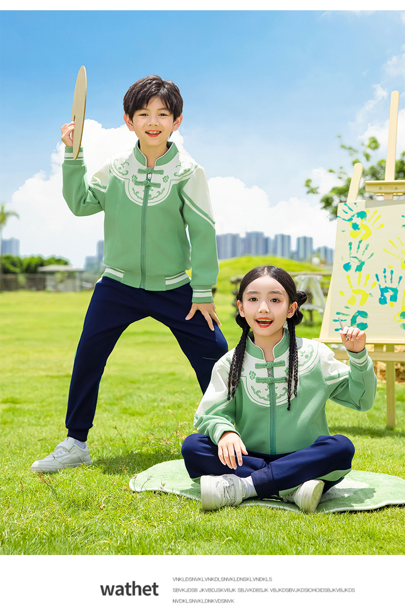 Children sports long-sleeved school uniform spring and autumn two-piece suit 215-9201