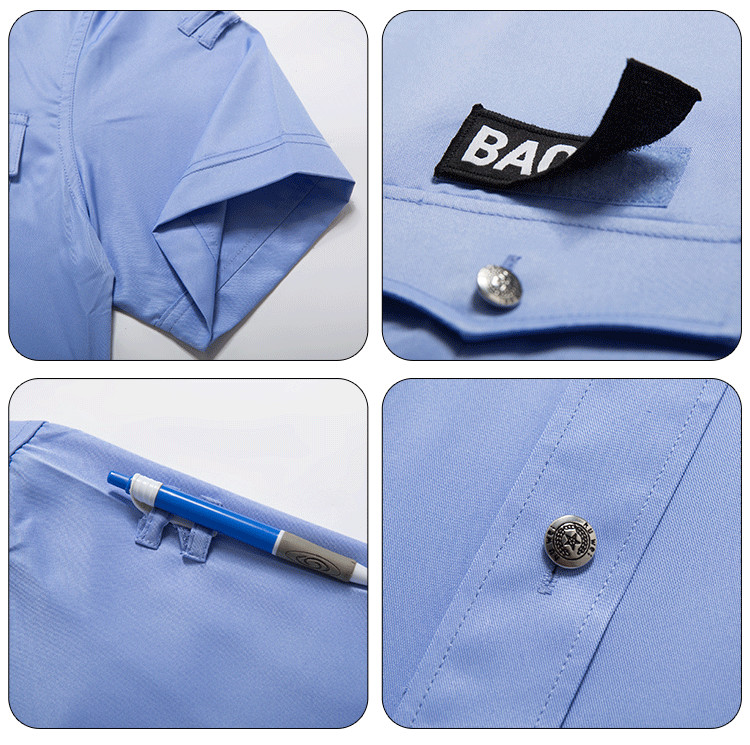 Twill security uniform light blue short-sleeved shirt C03-C0110023