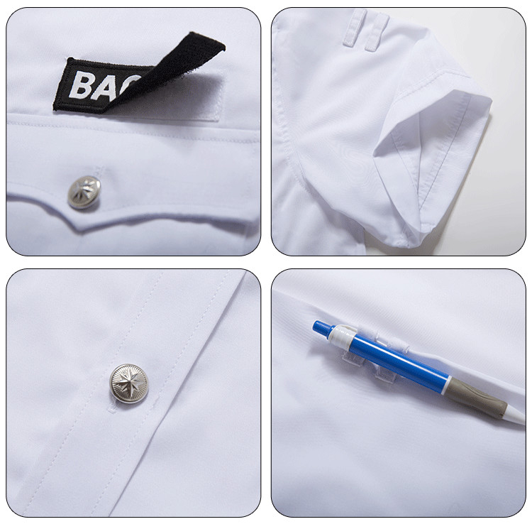 High-count brocade security uniform white short-sleeved jacket shirt C03-C0110020