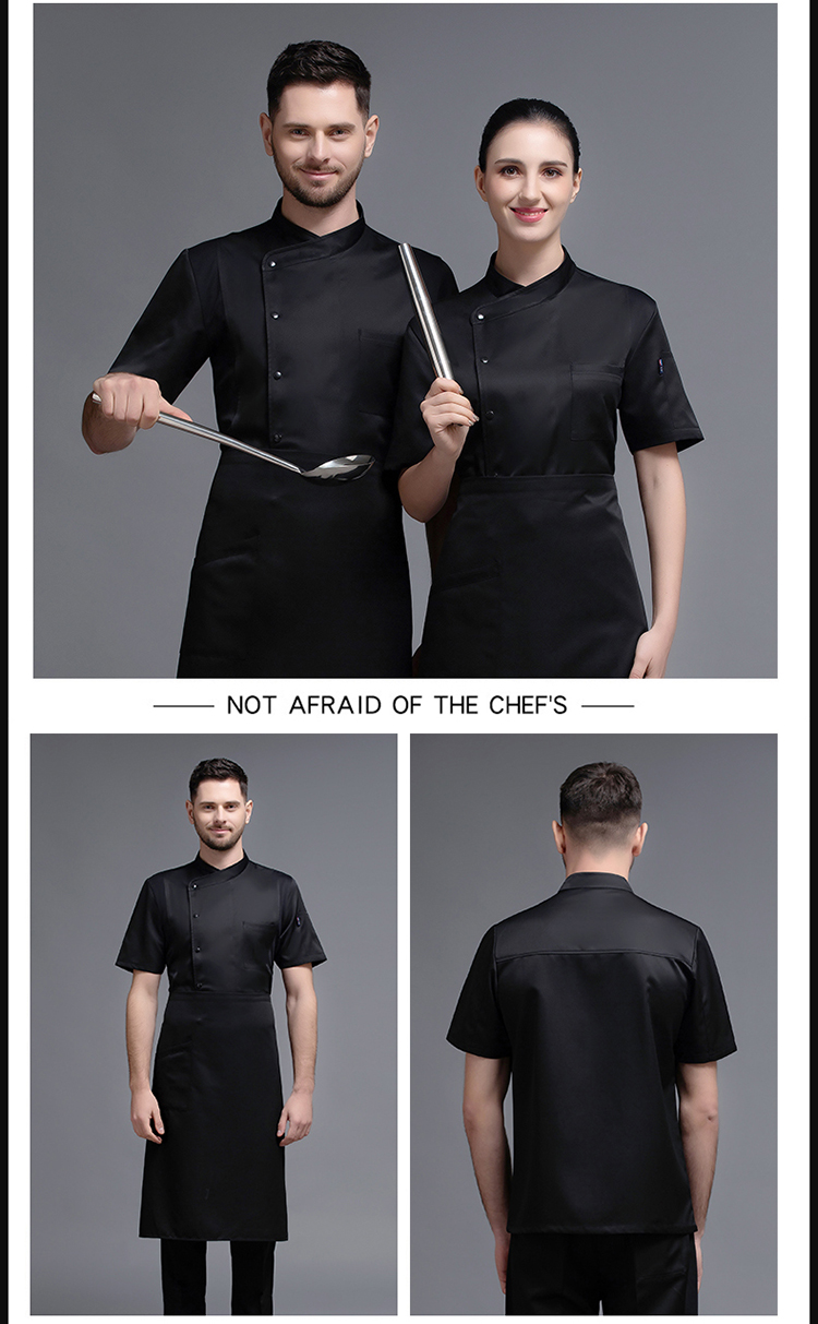 Solid color single row hotel restaurant chef uniform short sleeve top H12-L003