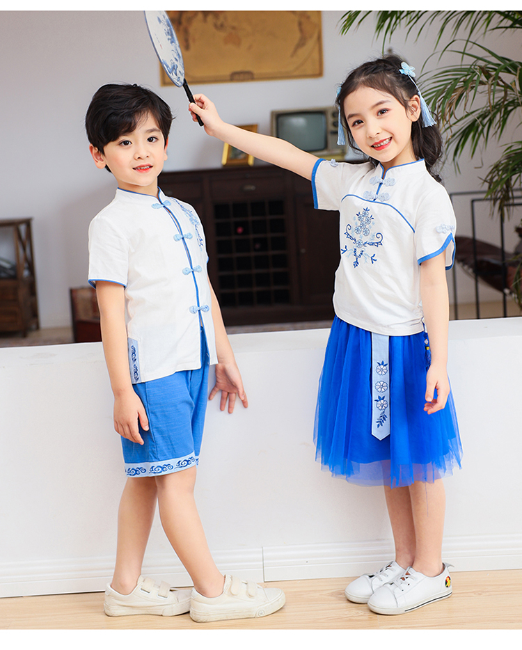 Pure cotton Chinese style improved Tang suit kindergarten performance costume short-sleeved suit 894-2042