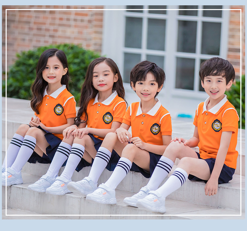 Orange short-sleeved kindergarten uniform suit 455-8106