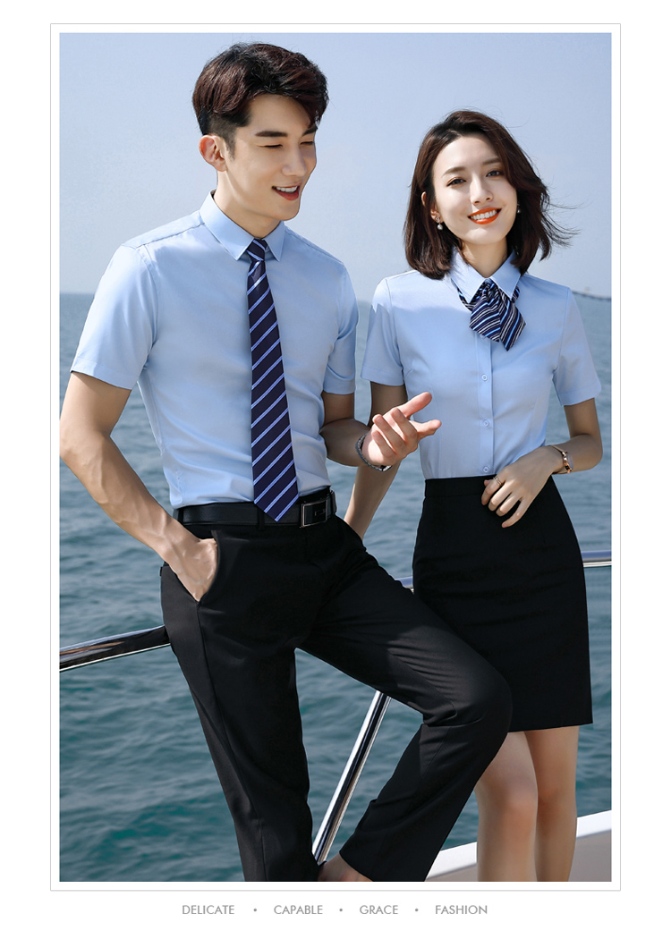 Business bamboo fiber plain short-sleeved shirt men DQ1-1308 short-sleeved shirt men