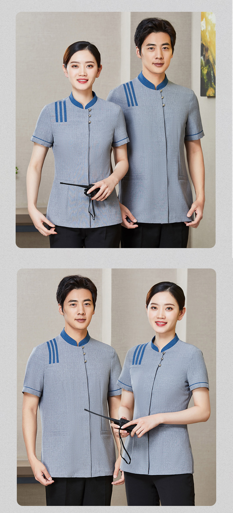 Jiege Linen Chinese Style Stand-up Collar Concealed Placket Short-sleeved Cleaning Clothes Top H01-2021-08