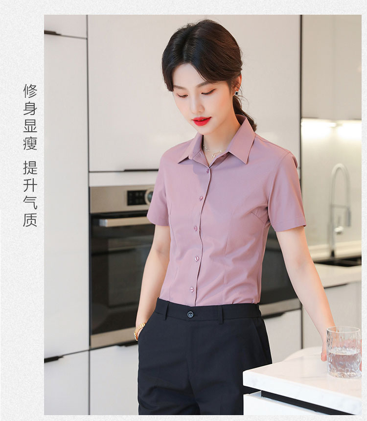 Coarse grain professional ladies short-sleeved shirt 111-981 short-sleeved shirt female