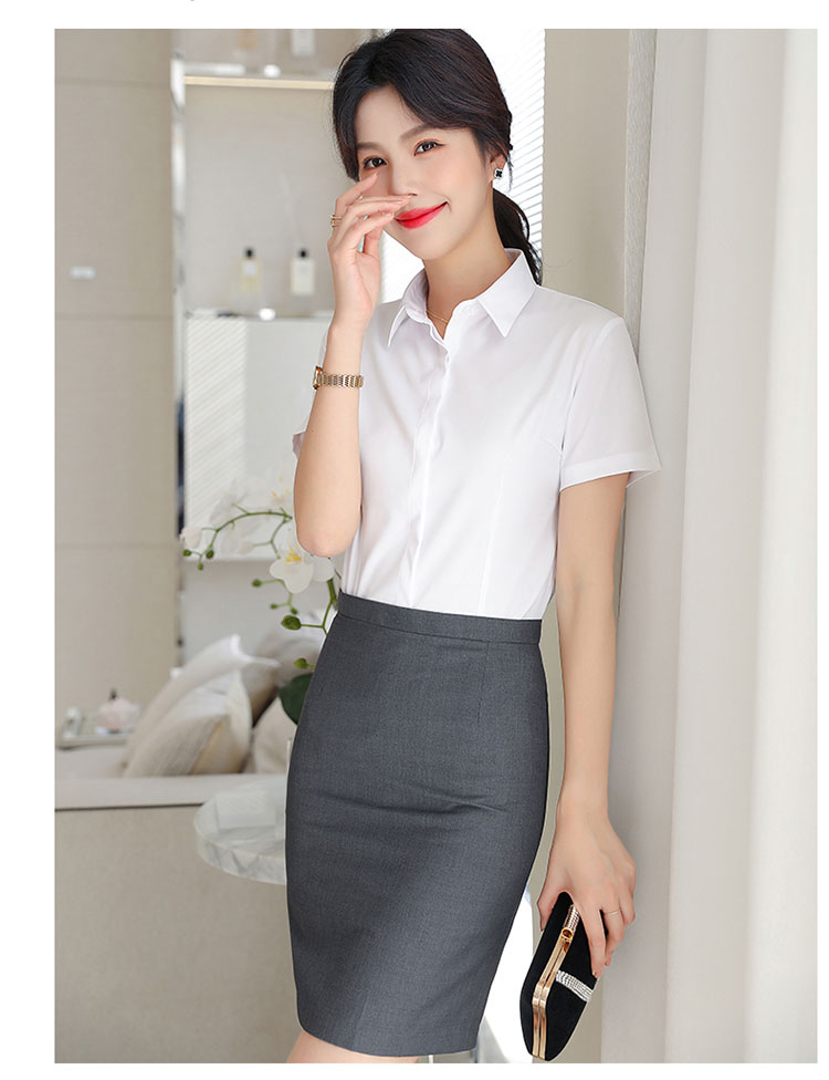 Bamboo fiber concealed placket ladies short-sleeved shirt 111-988 concealed placket ladies shirt short-sleeved